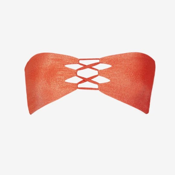 Sara Cristina Hava Bikini with Bandeau Top and Bottom in Shiny Orange Size XS - Picture 2 of 16